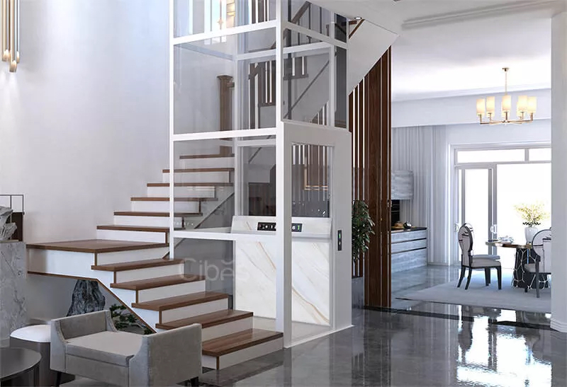 lift white cibes stairs wooden