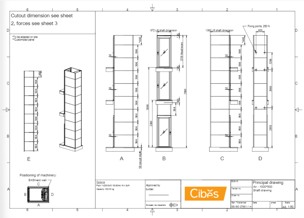 3 Cibes Lift elevator home lift Size S 1000x930 1