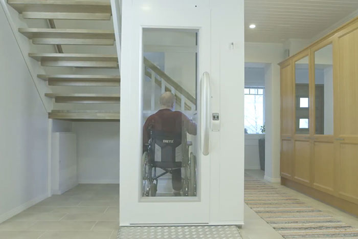 the front of disabled lift for wheelchair user