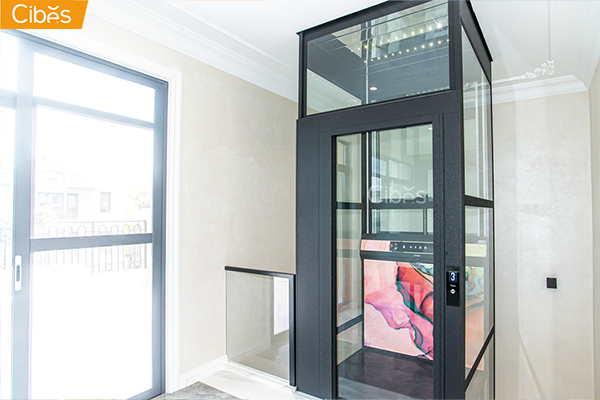 Cibes home lift VOYAGER V80 Aurora with Cinnabar rose pattern Size 1000x1267 Color Jet Black SY88005 9
