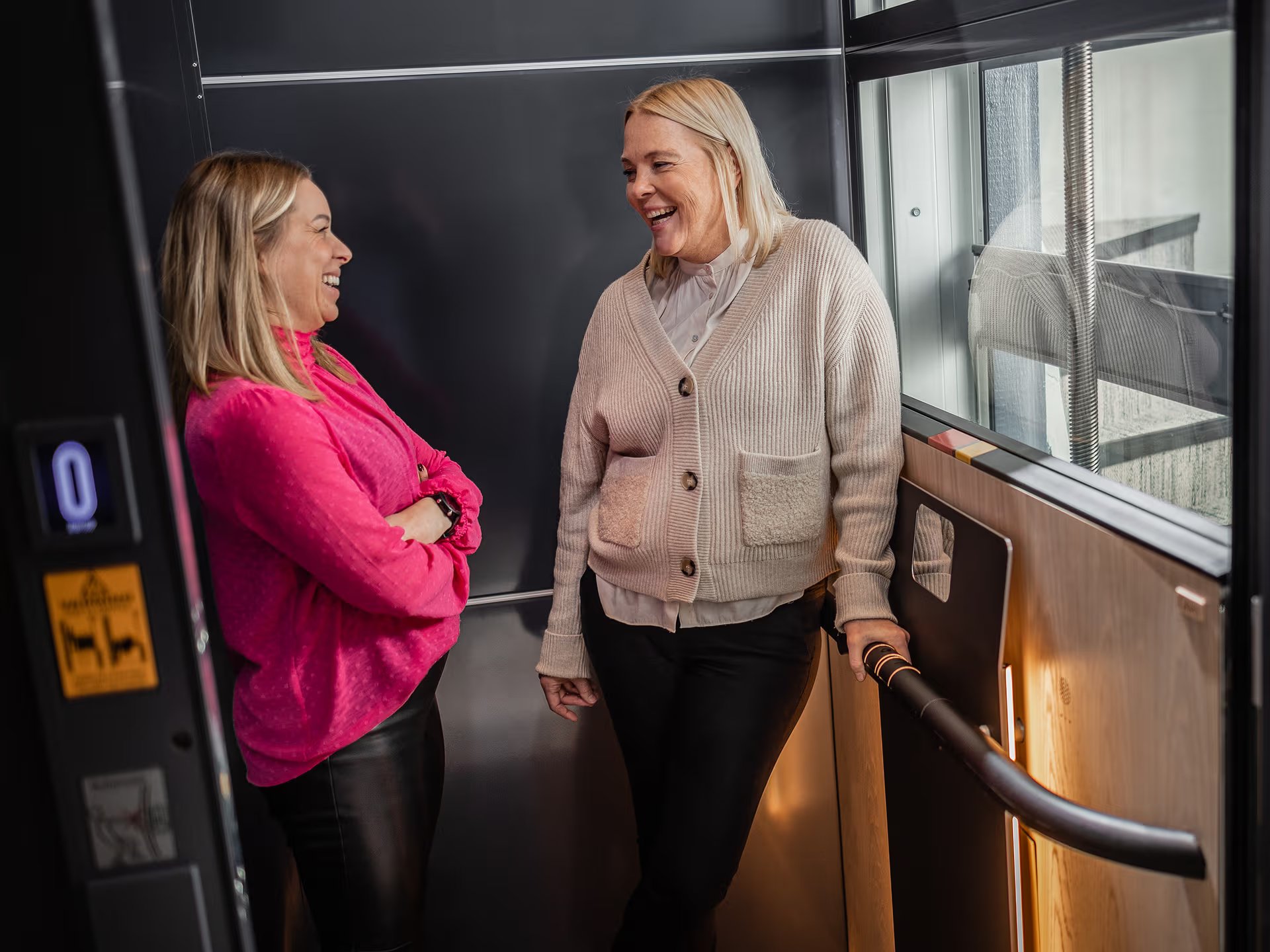 Two women in a Cibes lift