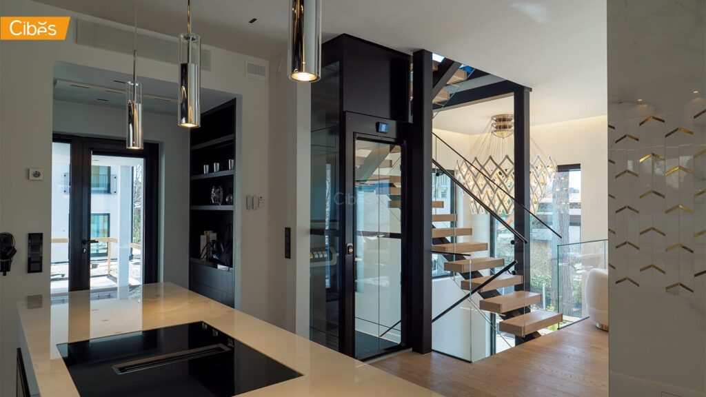 Cibes Cloud Plus ลิฟท์บ้าน 3 ชั้น สี Graphite Black (ขนาด 1025 x 850 )