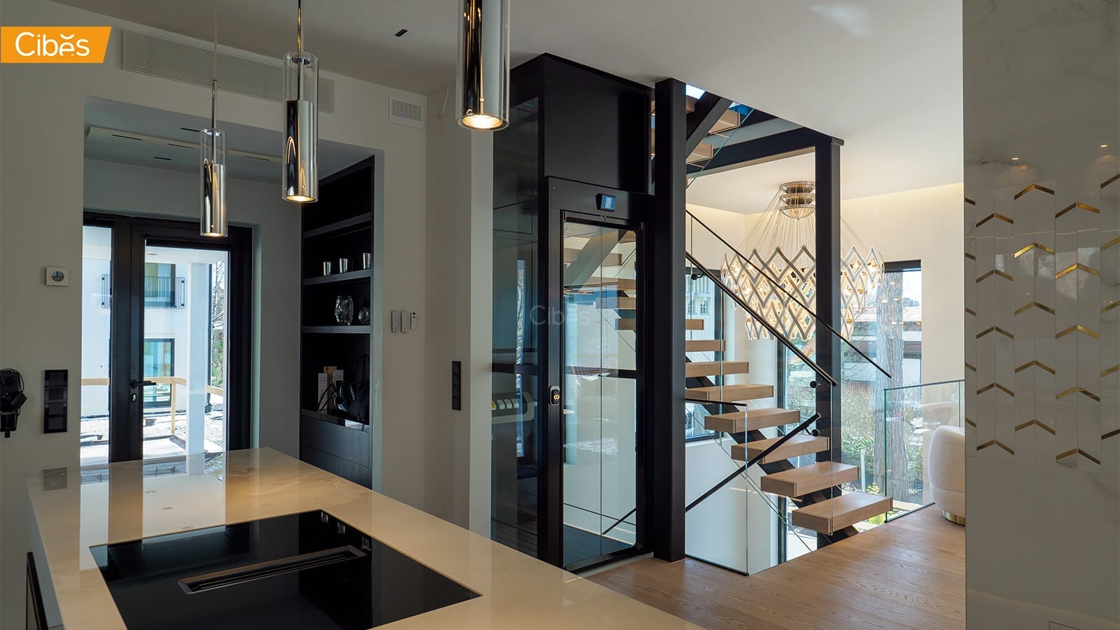 Cibes Cloud Plus ลิฟท์บ้าน 3 ชั้น สี Graphite Black (ขนาด 1025 x 850 mm)
