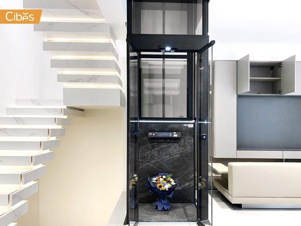 Cibes V80 Aurora ลิฟท์บ้าน 4 ชั้น สี Gothic Graphite Black (ขนาด 735×950)