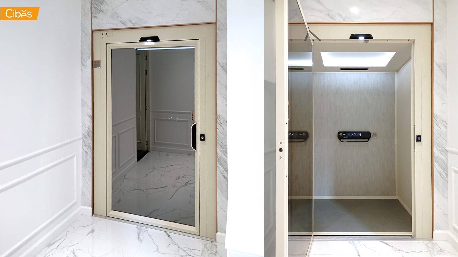 Cibes V70 Aurora ลิฟท์บ้าน 2 ชั้น สี ORIENTAL OYSTER WHITE (ขนาด 1110×1415 mm)